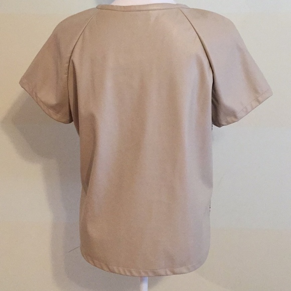 Calvin Klein taupe faux leather cutout top - Picture 2 of 4